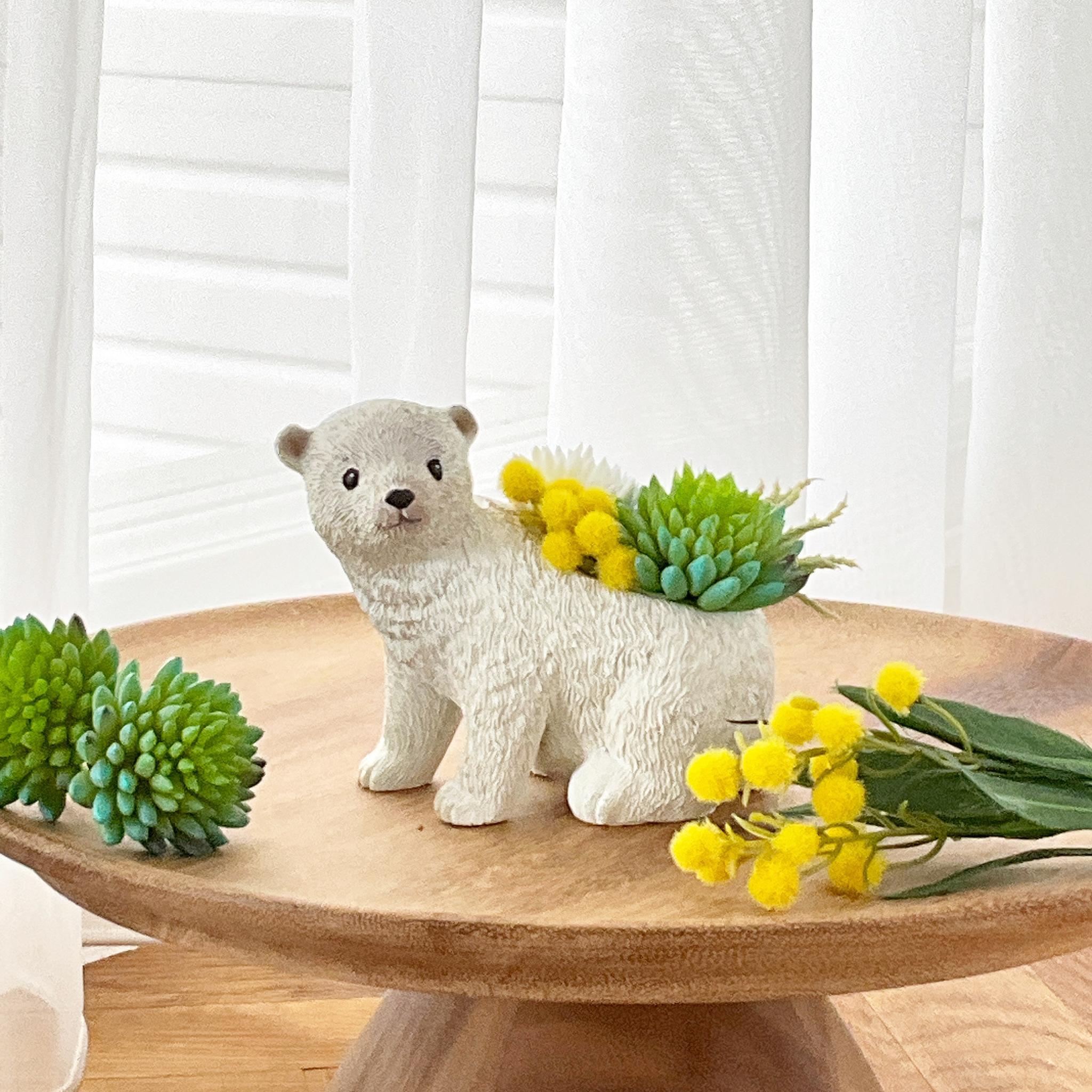 動物モチーフ　多肉植物(フェイク)の寄せ植え　しろくまさん | 3枚目